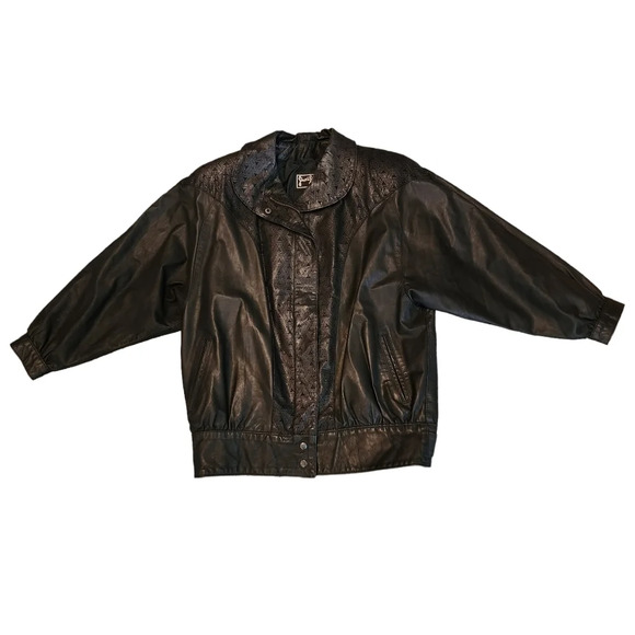 Gino Di Giorgio Leather Black Jacket. large. Vintage - Picture 9 of 16